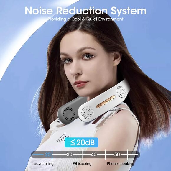 Neck Fan 4 Turbo 6000mAh Portable 360°Cooling Airflow Bladeless w/3 Speeds White - Picture 5 of 5